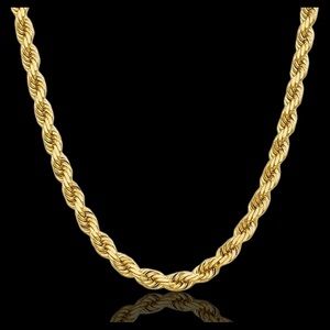 8mm rope chain 24” gold plated …….